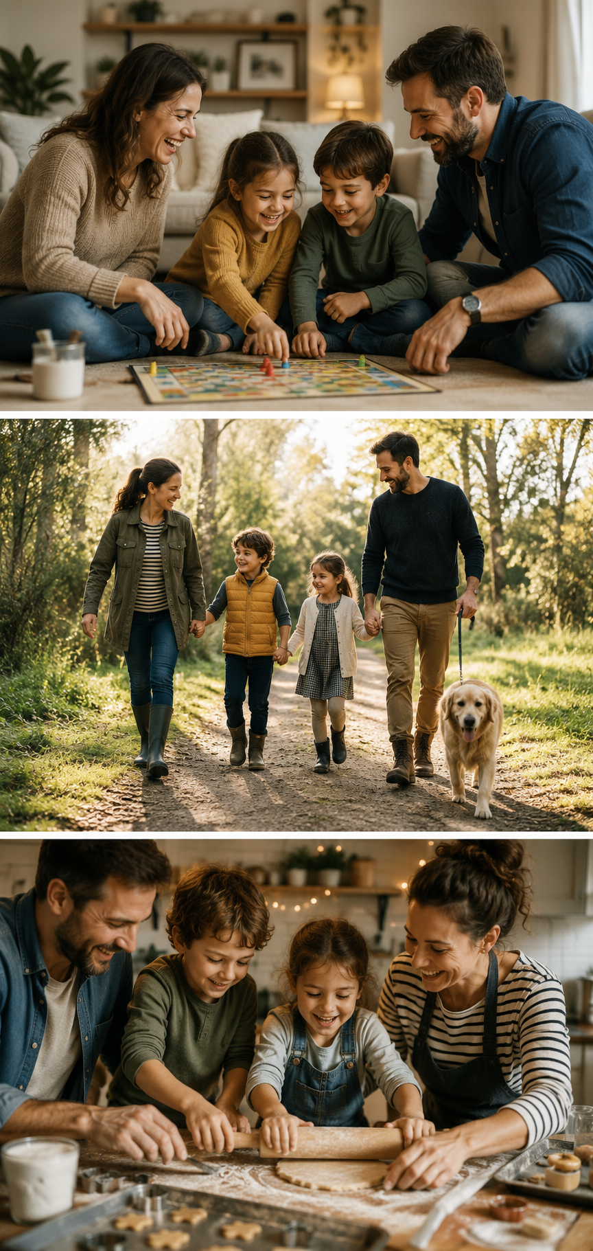 Famille épanouie jouant ensemble pour illustrer la posture parentale et éducative de l’École des Postures.